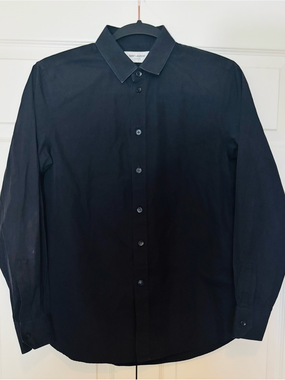 Saint Laurent Black  Button-Down Uniform Shirt Like New Cotton Circa 2015 Euro38